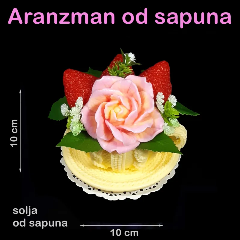 Šolja sa ružom i jagodom zuta