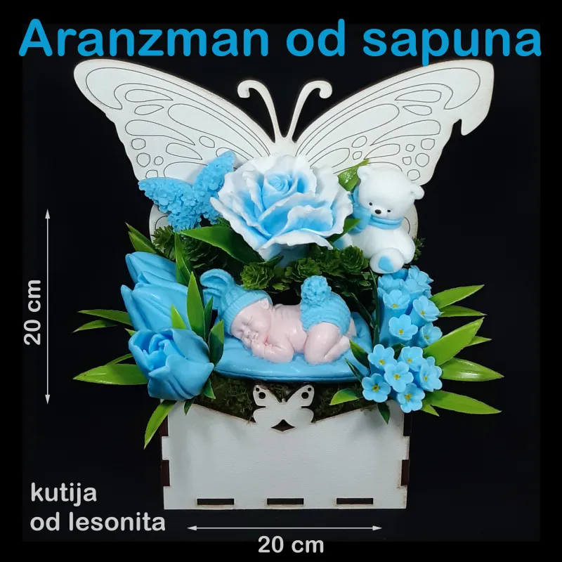 Aranžman od sapuna – “Dobro došao, mali prinče!” 👶💙