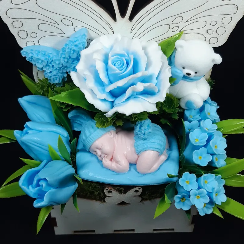 Aranžman od sapuna – “Dobro došao, mali prinče!” 👶💙