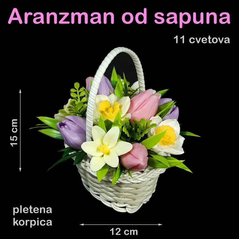 Aranžman od 11 sapunskih cvetova – lale, narcisi i krokusi