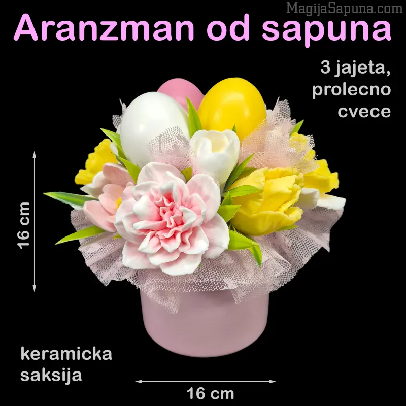 Aranžman za Uskrs u roze saksiji