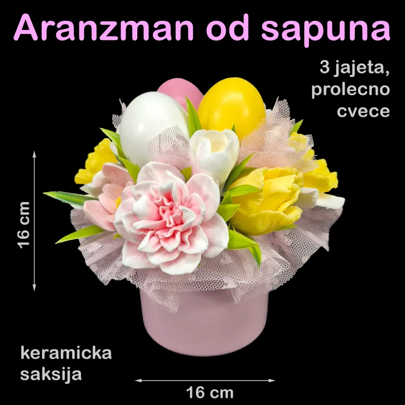 Aranžman za Uskrs u rozovoj saksiji