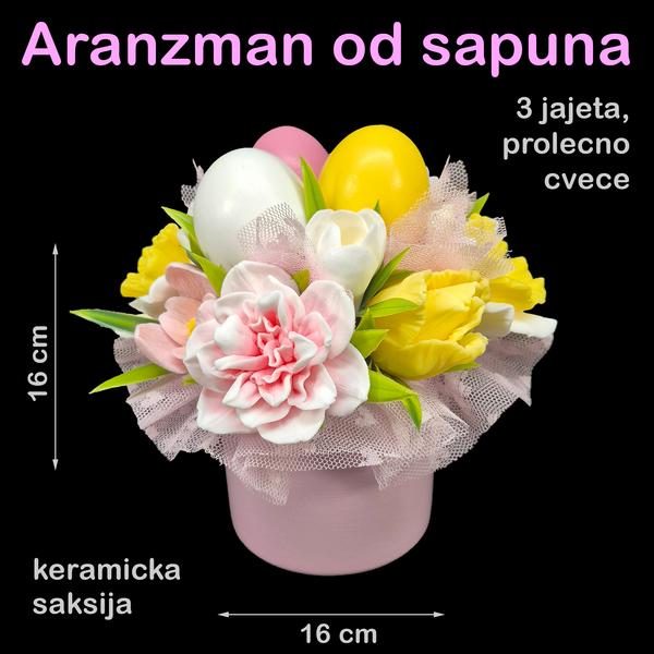 Aranžman za Uskrs u roze saksiji