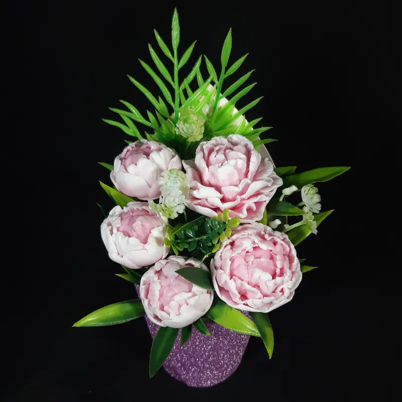 Božuri nežno ružičasti – kartonska saksija