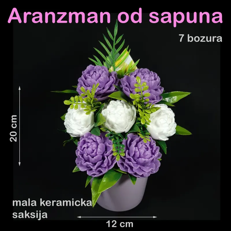 Elegantni aranžman: 7 božura od sapuna