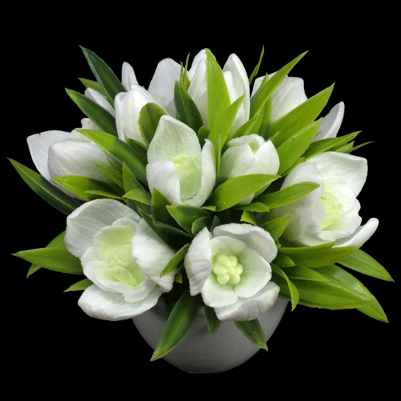 Buket preslatkih visibaba u keramičkoj saksiji