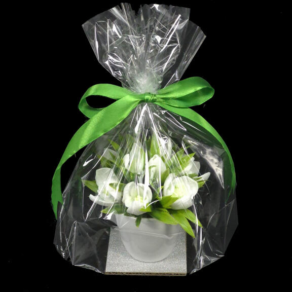 Buket preslatkih visibaba u keramičkoj saksiji